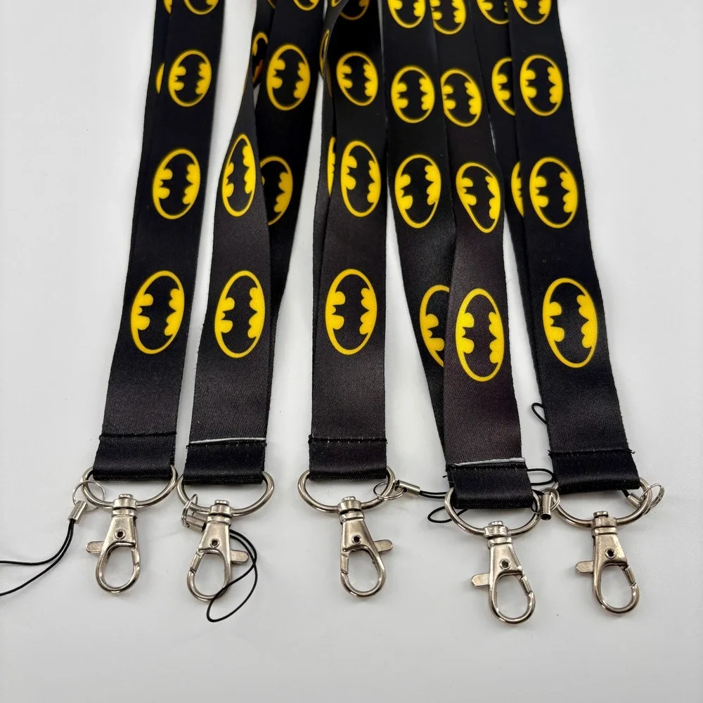 Batman Logo Lanyards Lot of 5 Black Yellow DC Comics Superhero ID Key Neck Strap